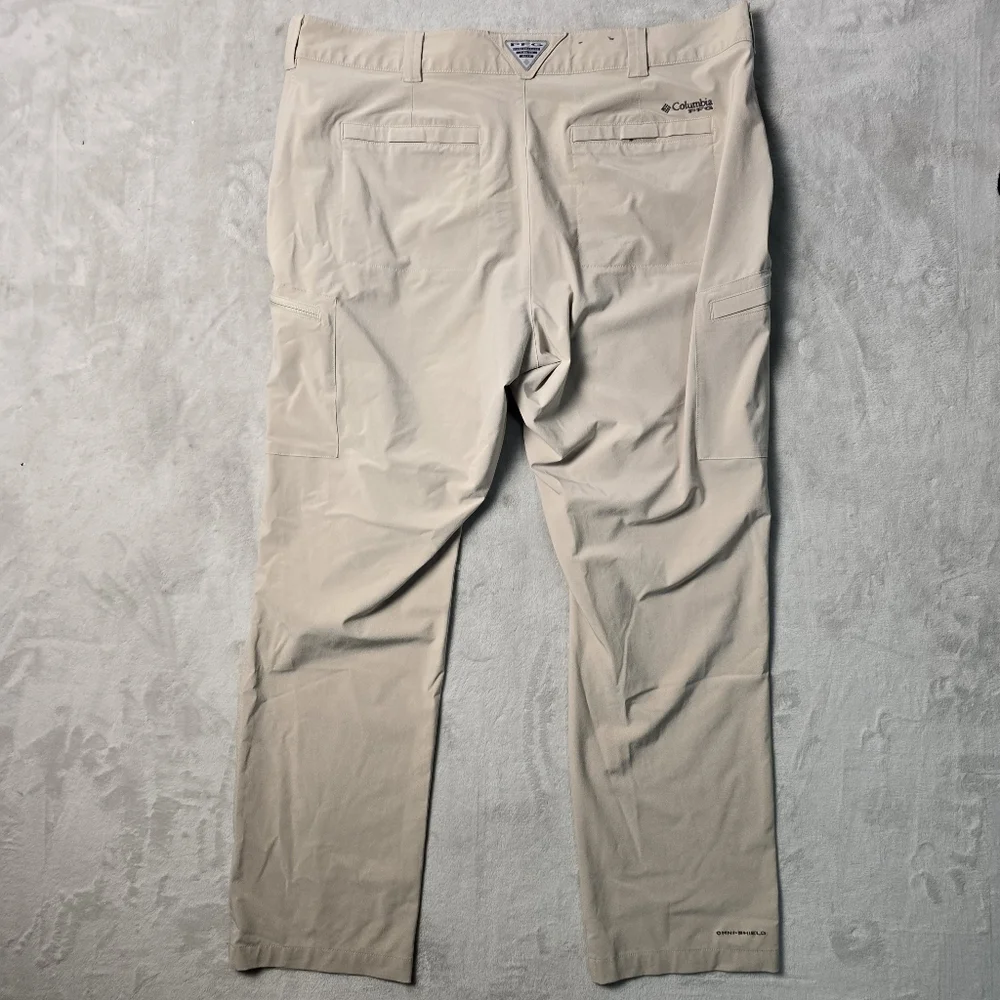 Columbia PFG Omni-Shield Pants Men Biege 40x32  Hiking Fishing